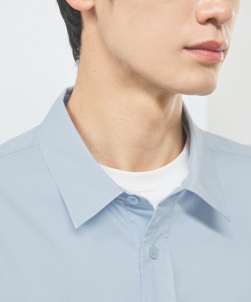 ESSENTIALS WARDROBE(エッセンシャルワードローブ)の「抗しわ吸汗速乾機能性長袖ブロードシャツ(シャツ/ブラウス・メンズ・ホワイト/ブルー/グレー・L/M/S/XL)」の8枚目の写真