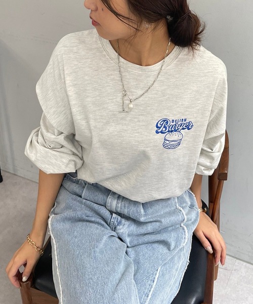 Remind me and forever（リマインドミーアンドフォーエバー）の「【WEB限定】バーガー発泡プリントロンＴ（Tシャツ/カットソー・レディース・オフホワイト/ライトベージュ/スミクロ/ネイビー/オートミール・FREE）」の20枚目の写真