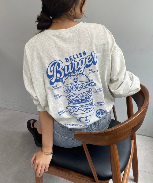Remind me and forever（リマインドミーアンドフォーエバー）の「【WEB限定】バーガー発泡プリントロンＴ（Tシャツ/カットソー・レディース・オフホワイト/ライトベージュ/スミクロ/ネイビー/オートミール・FREE）」の22枚目の写真