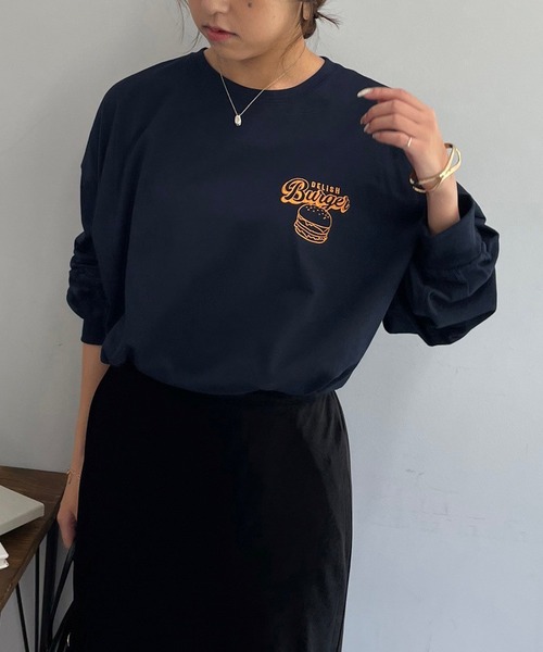 Remind me and forever（リマインドミーアンドフォーエバー）の「【WEB限定】バーガー発泡プリントロンＴ（Tシャツ/カットソー・レディース・オフホワイト/ライトベージュ/スミクロ/ネイビー/オートミール・FREE）」の15枚目の写真
