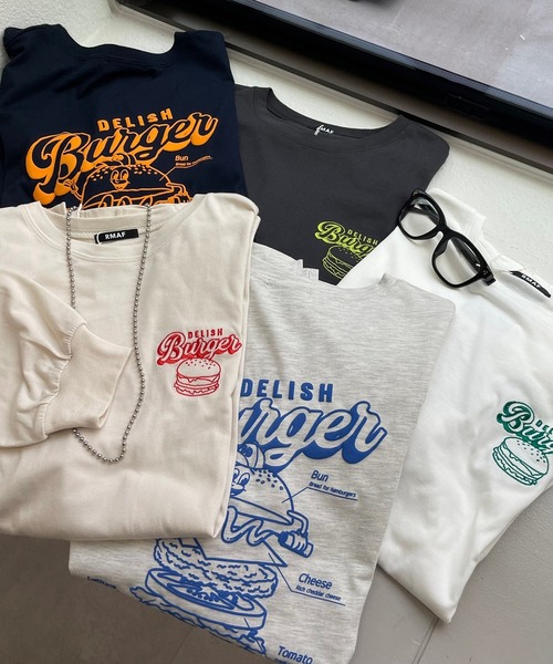 Remind me and forever（リマインドミーアンドフォーエバー）の「【WEB限定】バーガー発泡プリントロンＴ（Tシャツ/カットソー・レディース・オフホワイト/ライトベージュ/スミクロ/ネイビー/オートミール・FREE）」の8枚目の写真