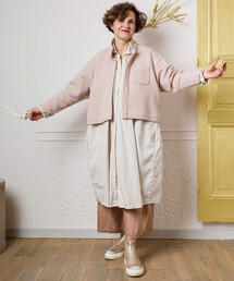 ギャレゴデスポート ブラウン ウール100%ジャケット オープンフロント