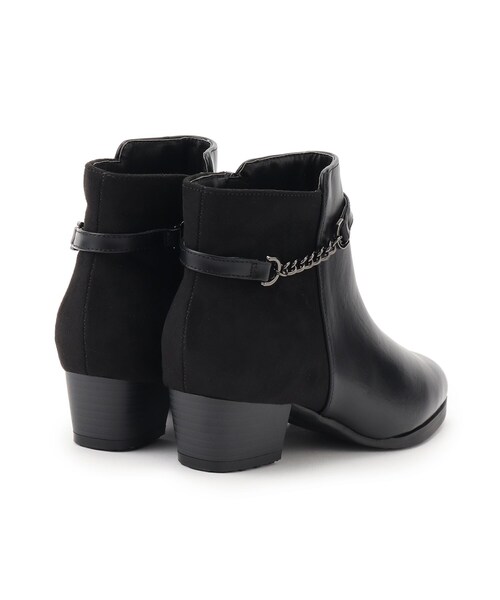 SHOO・LA・RUE(シューラルー)の「◆【22.5cm~25.0cm/ベルト取り外し可】きれいめスタイルに 2WAY 異素材配色ショートブーツ(ブーツ・レディース・ダークブラウン/ブラック・50/45/35/25)」の6枚目の写真