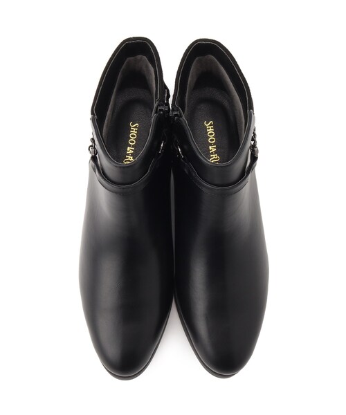 SHOO・LA・RUE(シューラルー)の「◆【22.5cm~25.0cm/ベルト取り外し可】きれいめスタイルに 2WAY 異素材配色ショートブーツ(ブーツ・レディース・ダークブラウン/ブラック・50/45/35/25)」の7枚目の写真