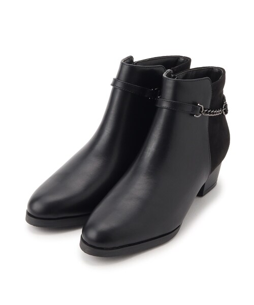 SHOO・LA・RUE(シューラルー)の「◆【22.5cm~25.0cm/ベルト取り外し可】きれいめスタイルに 2WAY 異素材配色ショートブーツ(ブーツ・レディース・ダークブラウン/ブラック・50/45/35/25)」の11枚目の写真