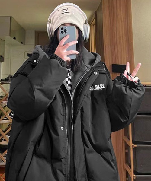 セール】スウェット ドッキング バック ロゴ ダウンジャケット（ダウン