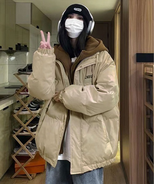 セール】スウェット ドッキング バック ロゴ ダウンジャケット（ダウン