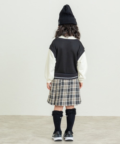 AIMABLE（エマーブル）の「スクール風チェックワンピース（ワンピース・キッズ・ブラック/ラベンダー・100/110/120/130/140）」の3枚目の写真