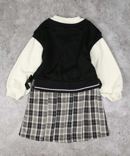 AIMABLE（エマーブル）の「スクール風チェックワンピース（ワンピース・キッズ・ブラック/ラベンダー・100/110/120/130/140）」の5枚目の写真