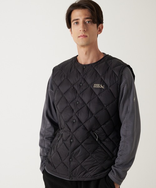 Eddie Bauer(エディーバウアー)の「インナーダウン ベスト(ダウンベスト・メンズ・ダークカーキ/ブラック/チャコールアッシュ・XXL/XL/L/M/S)」の2枚目の写真
