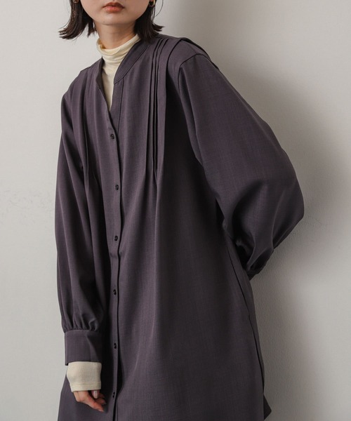 SENSE OF PLACE by URBAN RESEARCH（センスオブプレイスバイアーバンリサーチ）の「『Shortサイズあり』タックシャツワンピース（ワンピース・レディース・オレンジ/ベージュ/チャコールグレー・ONE/SHORT）」の12枚目の写真