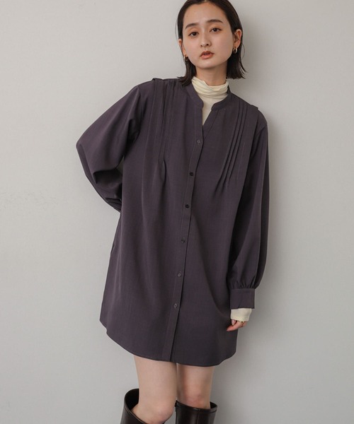 SENSE OF PLACE by URBAN RESEARCH（センスオブプレイスバイアーバンリサーチ）の「『Shortサイズあり』タックシャツワンピース（ワンピース・レディース・オレンジ/ベージュ/チャコールグレー・ONE/SHORT）」の14枚目の写真