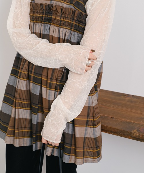 Kastane（カスタネ）の「【2WAY】チェックキャミチュニック（チュニック・レディース・ブラウン/グレー・FREE）」の7枚目の写真