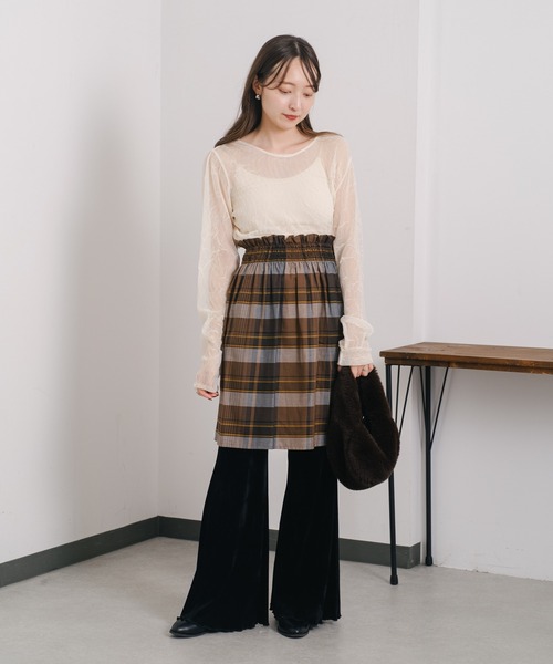 Kastane（カスタネ）の「【2WAY】チェックキャミチュニック（チュニック・レディース・ブラウン/グレー・FREE）」の10枚目の写真