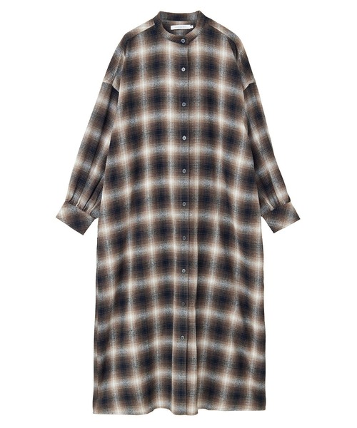 【美品】アメリ ☆ シャツワンピース ☆ チェック セール】バンドカラーチェックシャツワンピース（ワンピース