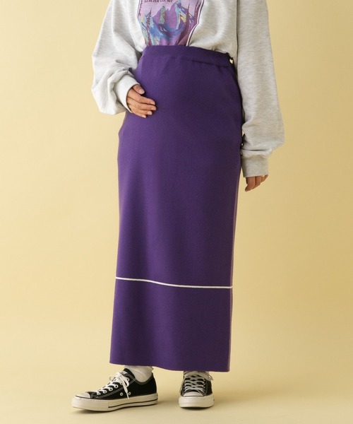 LEPSIM（レプシィム）の「【産前・産後対応】マタニティ／12ゲージジャガードニットスカート　133306（マタニティウェア/グッズ・レディース・ブラック/アイボリー/ブラウン/ライトパープル・FREE）」の4枚目の写真