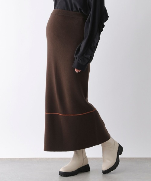 LEPSIM（レプシィム）の「【産前・産後対応】マタニティ／12ゲージジャガードニットスカート　133306（マタニティウェア/グッズ・レディース・ブラック/アイボリー/ブラウン/ライトパープル・FREE）」の3枚目の写真