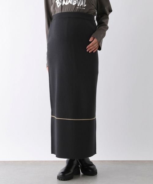 LEPSIM（レプシィム）の「【産前・産後対応】マタニティ／12ゲージジャガードニットスカート　133306（マタニティウェア/グッズ・レディース・ブラック/アイボリー/ブラウン/ライトパープル・FREE）」の2枚目の写真