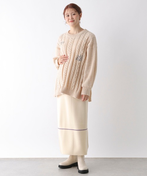 LEPSIM（レプシィム）の「【産前・産後対応】マタニティ／12ゲージジャガードニットスカート　133306（マタニティウェア/グッズ・レディース・ブラック/アイボリー/ブラウン/ライトパープル・FREE）」の8枚目の写真