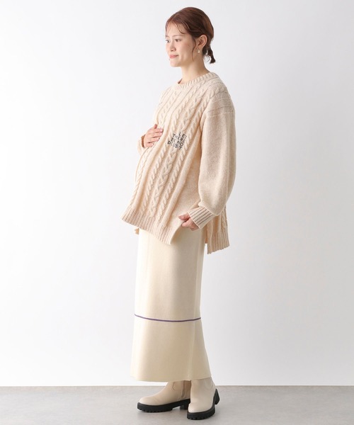 LEPSIM（レプシィム）の「【産前・産後対応】マタニティ／12ゲージジャガードニットスカート　133306（マタニティウェア/グッズ・レディース・ブラック/アイボリー/ブラウン/ライトパープル・FREE）」の9枚目の写真