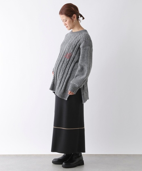 LEPSIM（レプシィム）の「【産前・産後対応】マタニティ／12ゲージジャガードニットスカート　133306（マタニティウェア/グッズ・レディース・ブラック/アイボリー/ブラウン/ライトパープル・FREE）」の14枚目の写真