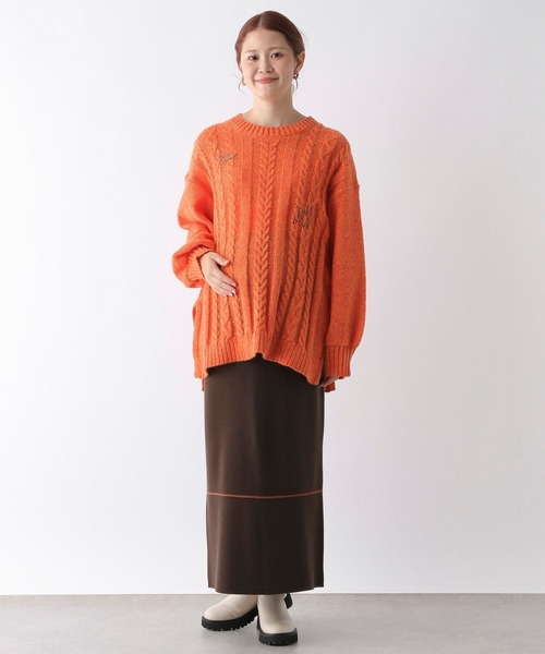 LEPSIM（レプシィム）の「【産前・産後対応】マタニティ／12ゲージジャガードニットスカート　133306（マタニティウェア/グッズ・レディース・ブラック/アイボリー/ブラウン/ライトパープル・FREE）」の18枚目の写真