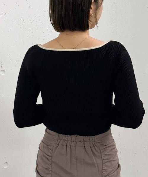 archives（アルシーヴ）の「配色ハートネックリブニット（ニット/セーター・レディース・ブルー/アイボリー/ブラック/ワイン・MEDIUM）」の15枚目の写真