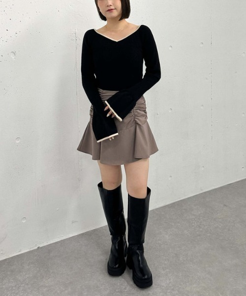 archives（アルシーヴ）の「配色ハートネックリブニット（ニット/セーター・レディース・ブルー/アイボリー/ブラック/ワイン・MEDIUM）」の17枚目の写真