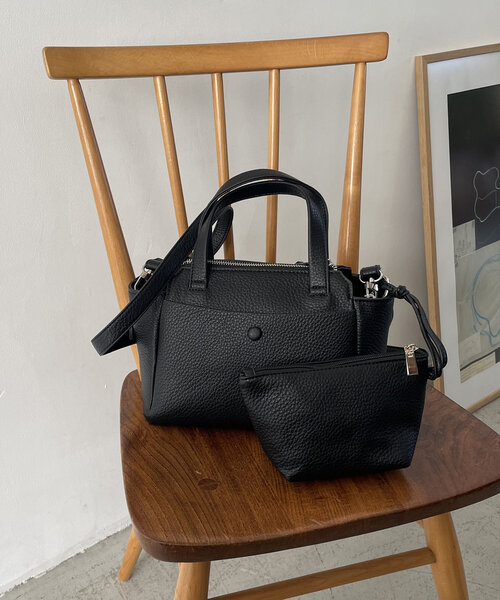 CAPRICIEUX LE'MAGE（カプリシューレマージュ）の「ポーチSETミニボストンバッグ（ショルダーバッグ・レディース・ブラック/ライトベージュ/キャメル・FREE）」の7枚目の写真