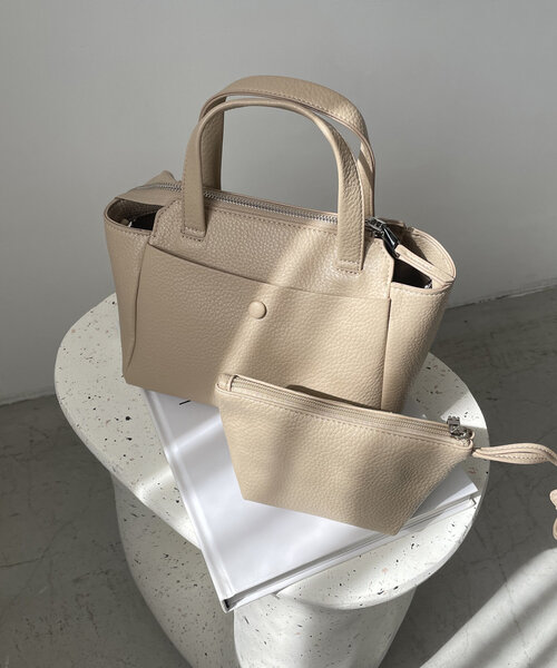 CAPRICIEUX LE'MAGE（カプリシューレマージュ）の「ポーチSETミニボストンバッグ（ショルダーバッグ・レディース・ブラック/ライトベージュ/キャメル・FREE）」の8枚目の写真