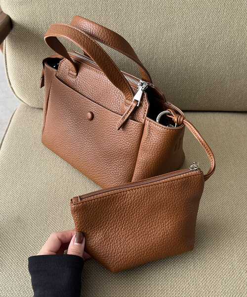 CAPRICIEUX LE'MAGE（カプリシューレマージュ）の「ポーチSETミニボストンバッグ（ショルダーバッグ・レディース・ブラック/ライトベージュ/キャメル・FREE）」の15枚目の写真