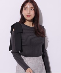マイストラーダ　リボン　ニット Mystrada（マイストラーダ）の「ショルダーリボンリブニット