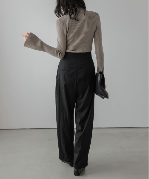 AMELY(エミリー)の「ハーフジップ リブニットトップス(ニット/セーター・レディース・グレー/アイボリー/ブラック/ボルドー/グレイッシュベージュ・フリー)」の19枚目の写真