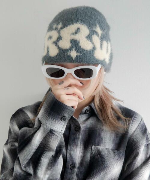 WEGO（ウィゴー）の「WEGO/シャギーキラキラロゴニットキャップ（ニットキャップ/ビーニー・レディース・オレンジ/ブラック/ブルー/グレー・FREE）」の3枚目の写真