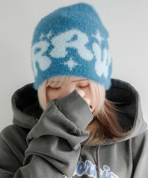 WEGO（ウィゴー）の「WEGO/シャギーキラキラロゴニットキャップ（ニットキャップ/ビーニー・レディース・オレンジ/ブラック/ブルー/グレー・FREE）」の9枚目の写真