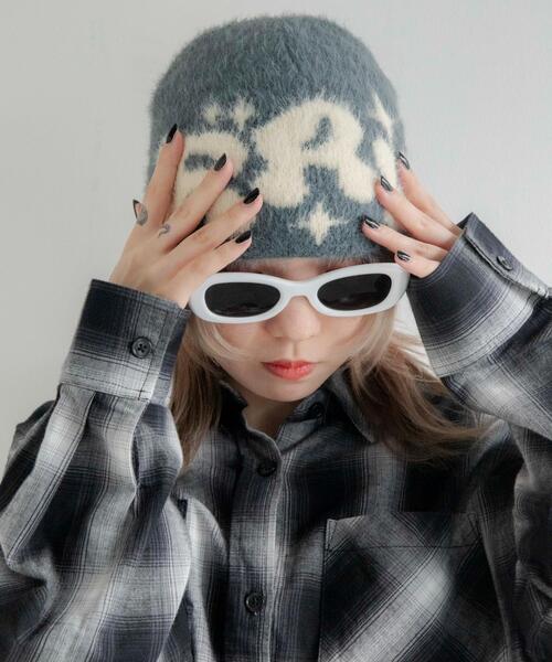 WEGO（ウィゴー）の「WEGO/シャギーキラキラロゴニットキャップ（ニットキャップ/ビーニー・レディース・オレンジ/ブラック/ブルー/グレー・FREE）」の6枚目の写真