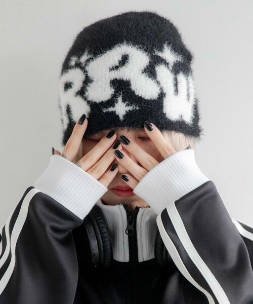 WEGO（ウィゴー）の「WEGO/シャギーキラキラロゴニットキャップ（ニットキャップ/ビーニー・レディース・オレンジ/ブラック/ブルー/グレー・FREE）」の5枚目の写真