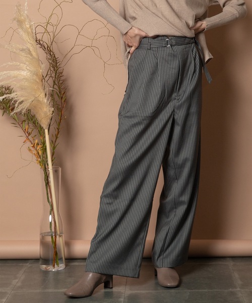 Bou Jeloud(ブージュルード)の「ミニチドリチェックパンツ(スラックス・レディース・グリーン/ベージュ・38)」の4枚目の写真