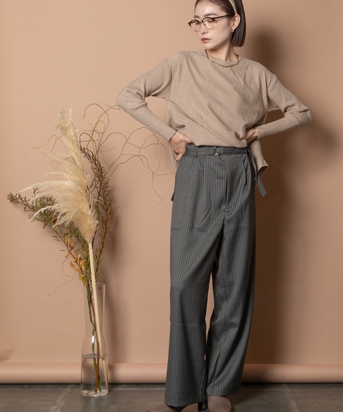 Bou Jeloud(ブージュルード)の「ミニチドリチェックパンツ(スラックス・レディース・グリーン/ベージュ・38)」の9枚目の写真