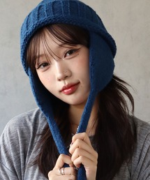 BARELY BLUE | 【 BARELY BLUE / ベアリーブルー 】 耳当て付き ニットキャップ(ニットキャップ/ビーニー)