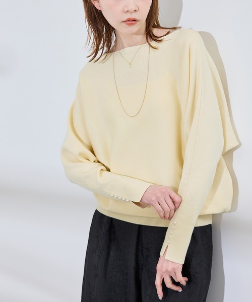 ROPE' PICNIC(ロペピクニック)の「【洗濯機OK・アンチピリング】マシュマロ袖パールドルマンニット(ニット/セーター・レディース・ブラック/ライトグレー/ベージュ系その他4/ブルー系その他6/ピンク系その他2・40/38)」の3枚目の写真