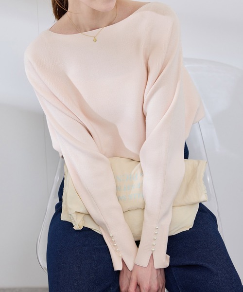 ROPE' PICNIC(ロペピクニック)の「【洗濯機OK・アンチピリング】マシュマロ袖パールドルマンニット(ニット/セーター・レディース・ブラック/ライトグレー/ベージュ系その他4/ブルー系その他6/ピンク系その他2・40/38)」の5枚目の写真