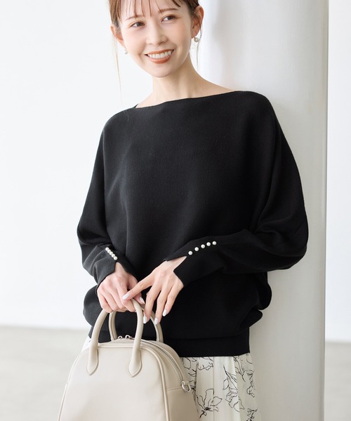 洗濯機OK・アンチピリング】マシュマロ袖パールドルマンニット（ニット