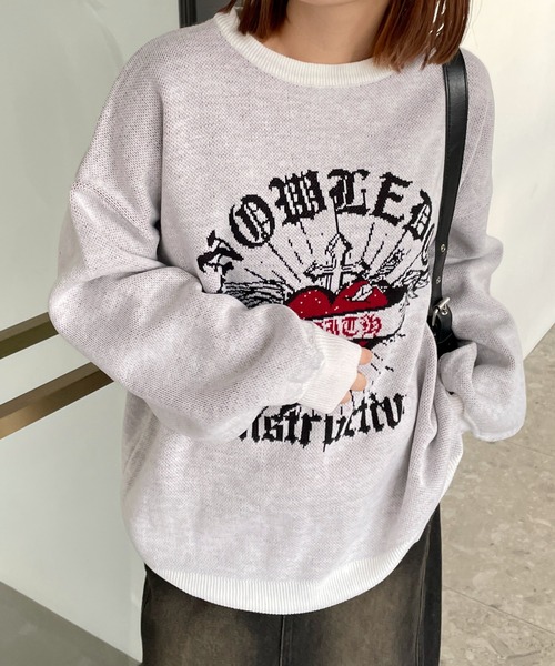 WEGO（ウィゴー）の「WEGO/グラフィックBIGニットプルオーバー（ニット/セーター・レディース・オフホワイト/ホワイト/ホワイト系その他/レッド/ネイビー/ブラック/その他1/その他2/その他3/その他4/その他6/その他10/その他8/その他5/スミクロ/その他9/その他7・FREE）」の13枚目の写真