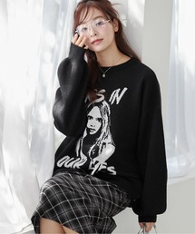 WEGO/グラフィックBIGニットプルオーバー