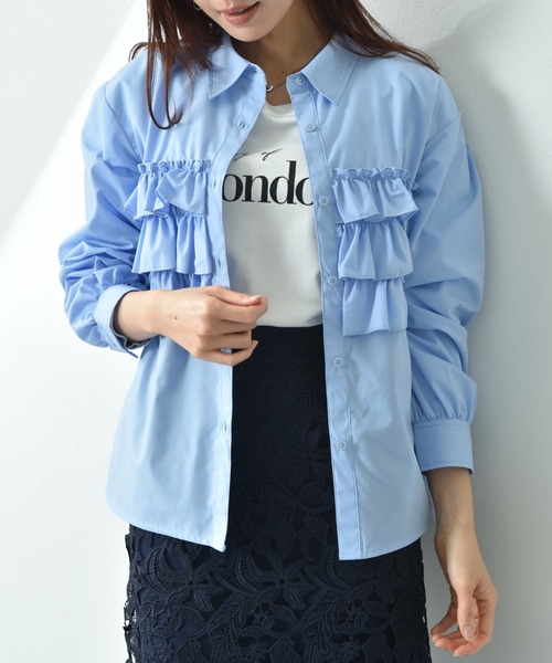 actuel（アクチュエル）の「【ａｃｔｕｅｌ】ＴＣブロードフリルデザインシャツ（シャツ/ブラウス・レディース・ブラック×ホワイト/オフホワイト/サックスブルー・FREE）」の14枚目の写真