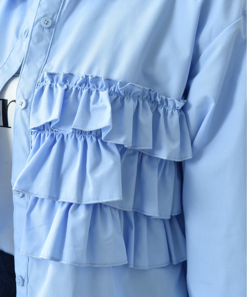 actuel（アクチュエル）の「【ａｃｔｕｅｌ】ＴＣブロードフリルデザインシャツ（シャツ/ブラウス・レディース・ブラック×ホワイト/オフホワイト/サックスブルー・FREE）」の17枚目の写真