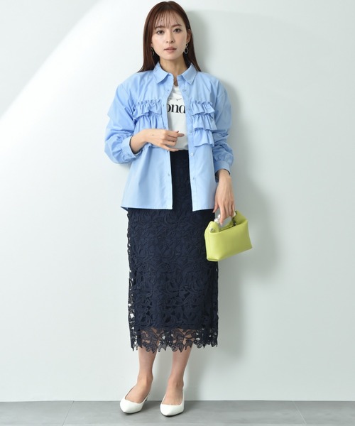 actuel（アクチュエル）の「【ａｃｔｕｅｌ】ＴＣブロードフリルデザインシャツ（シャツ/ブラウス・レディース・ブラック×ホワイト/オフホワイト/サックスブルー・FREE）」の11枚目の写真