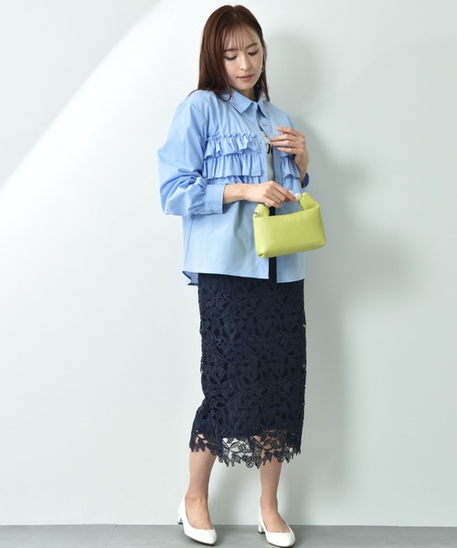 actuel（アクチュエル）の「【ａｃｔｕｅｌ】ＴＣブロードフリルデザインシャツ（シャツ/ブラウス・レディース・ブラック×ホワイト/オフホワイト/サックスブルー・FREE）」の12枚目の写真