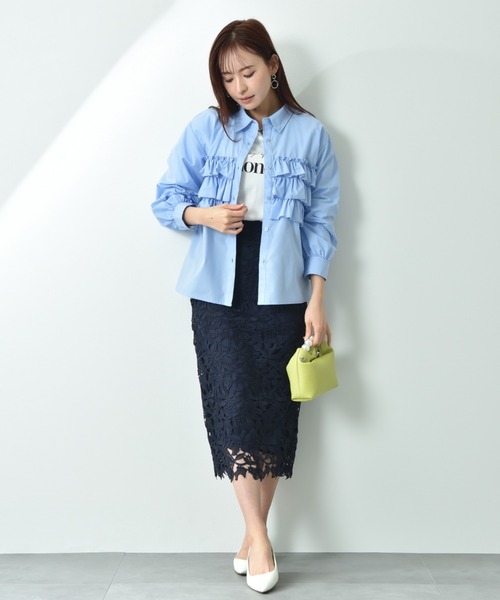 actuel（アクチュエル）の「【ａｃｔｕｅｌ】ＴＣブロードフリルデザインシャツ（シャツ/ブラウス・レディース・ブラック×ホワイト/オフホワイト/サックスブルー・FREE）」の13枚目の写真